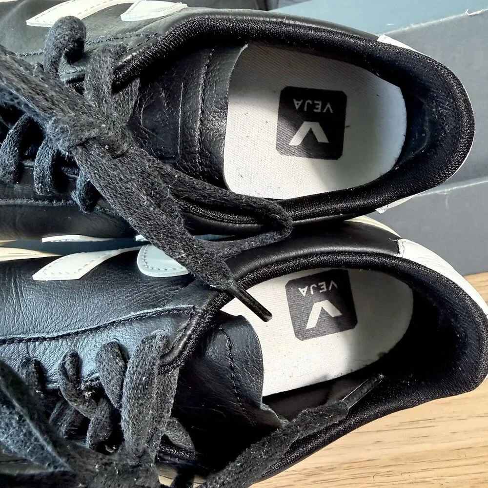 VEJA Campo Black White Leather Low Casual Shoes Sneaker Women's Size 7